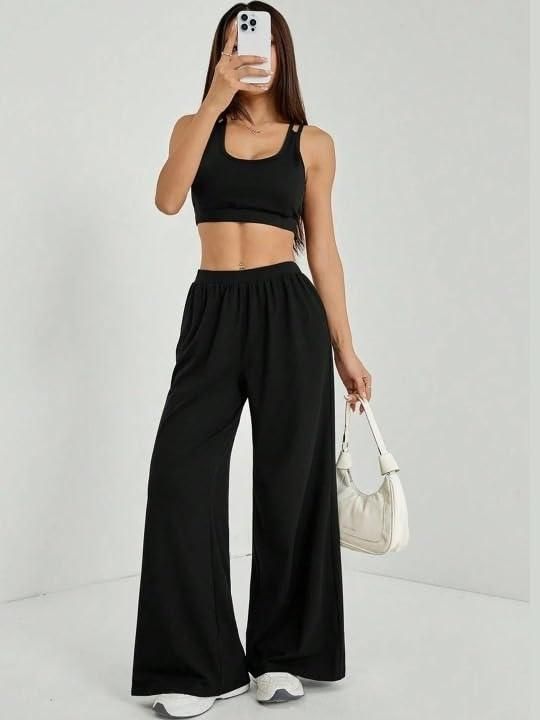 Women's Casual Black Straight Fit Pants
