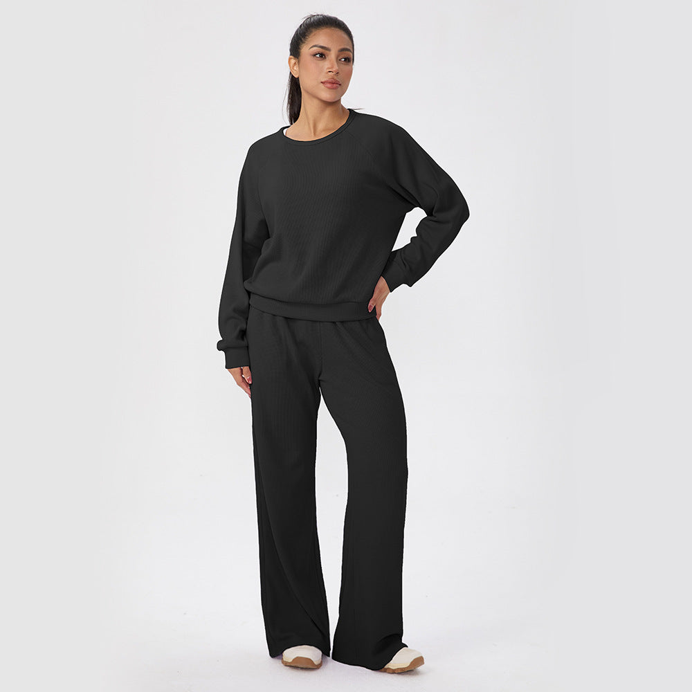 Loose solid color sports suit