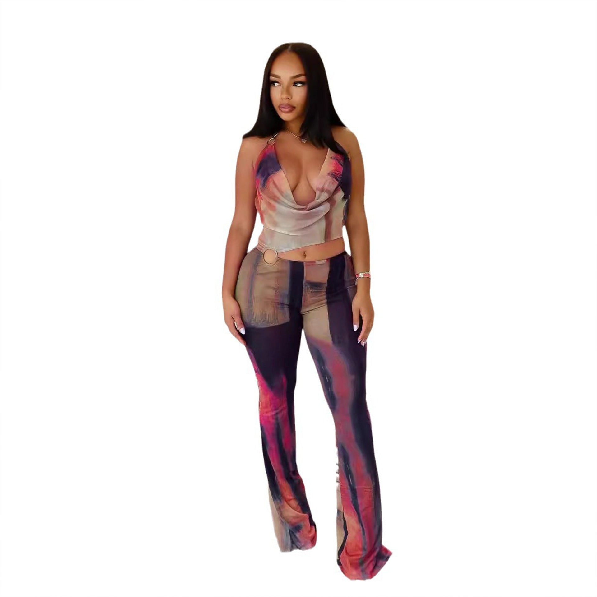 Sexy mesh printed jumpsuit jumpsuit