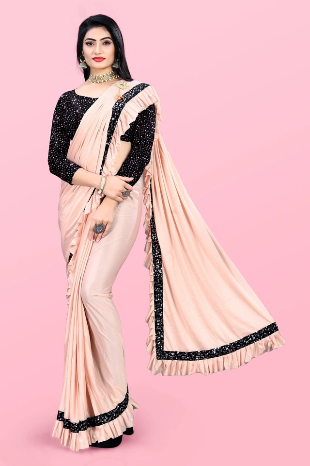 Velamour Sea Green Lycra Blend Saree