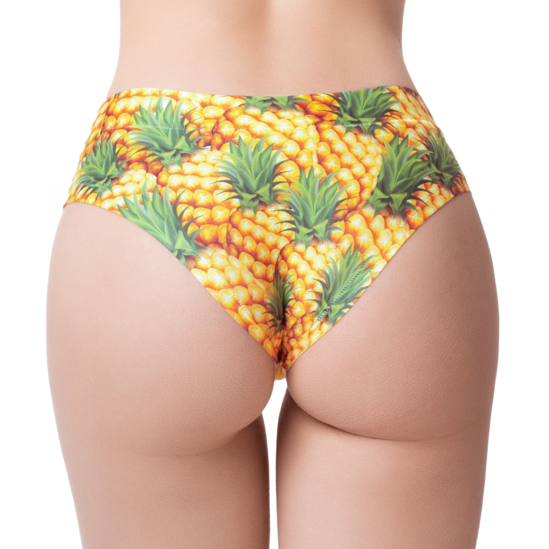 Memème Women’s Ultra-Comfortable FRESH SUMMER - Pineapple - Panties | Original Prints, Unique Designs | Breathable Cotton Crotch, Stretchy Fit, Soft Flat Seams, No Elastic Bands | Two Styles: Slip/Brief and Thong | Everyday Use